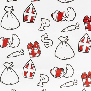 Cadeaupapier - Sinterklaas - Rood - Zwart - 30x200cm