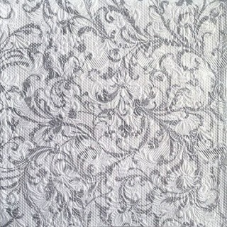 Papieren Lunch servetten-Elegance Damask White/Silv.|Geschenkenlaantje
