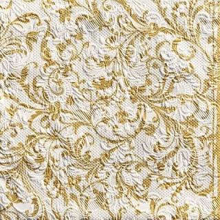 Papieren Lunch servetten-Elegance Damask White/Gold|Geschenkenlaantje