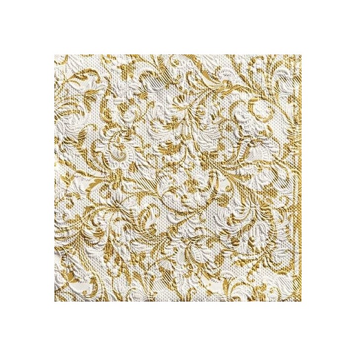 Papieren Lunch servetten-Elegance Damask White/Gold|Geschenkenlaantje