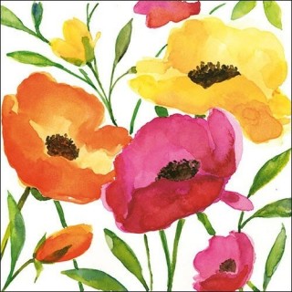 1 pack paper lunch napkins - Aquarell Poppy - Ambiente