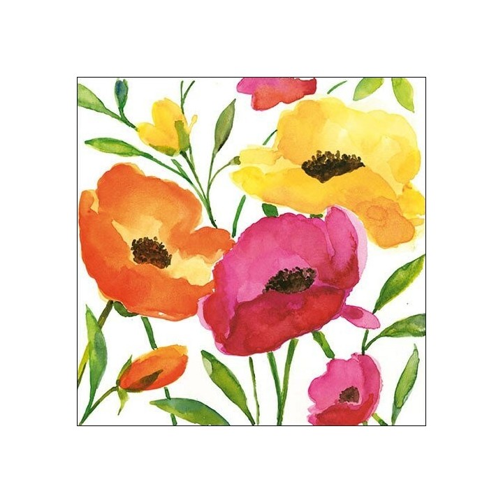 1 pack paper lunch napkins - Aquarell Poppy - Ambiente