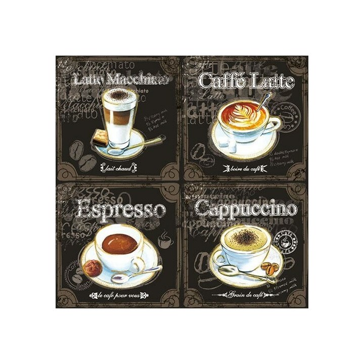 1 Pack Paper Lunch Napkins - Types Of Coffee - Ambiente