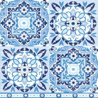 1 Pack Paper Lunch Napkins - Tiles Blue - Ambiente