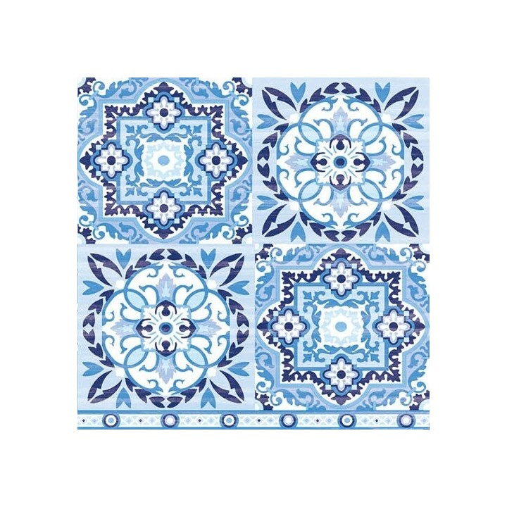1 Pack Paper Lunch Napkins - Tiles Blue - Ambiente