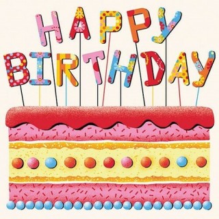 1 Pakje papieren lunch servetten - Birthday Cake - Ambiente