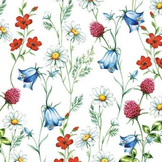 1 Pack Paper Lunch Napkins - Mixed Wild Flowers White - Ambiente