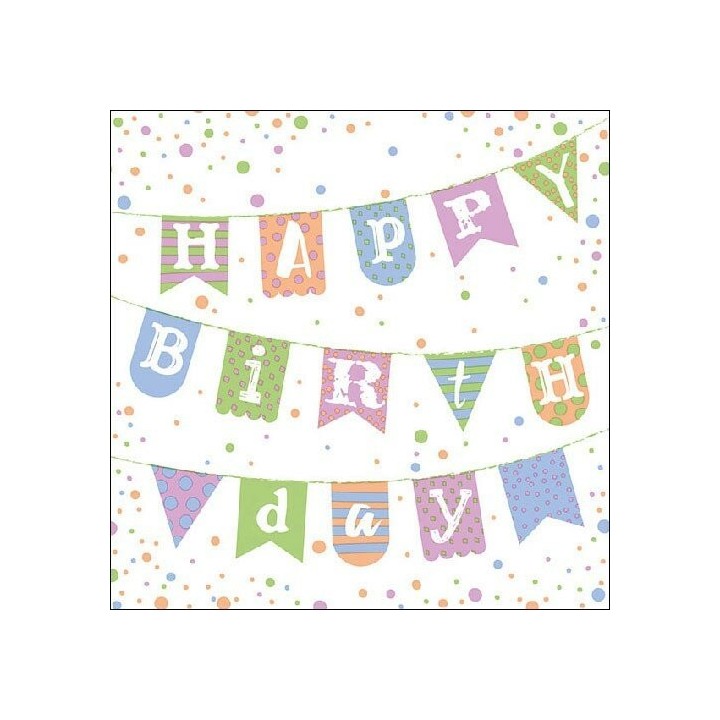 1 Pack Paper Lunch Napkins - Birthday Garland Blue - Ambiente