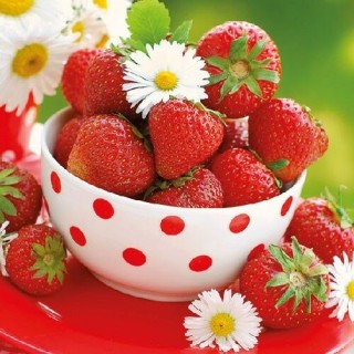 1 Pakje papieren lunch servetten - Strawberries In Bowl - Ambiente