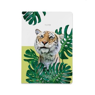 A5 Luxury Notebook - Tiger - Lined - Green - White