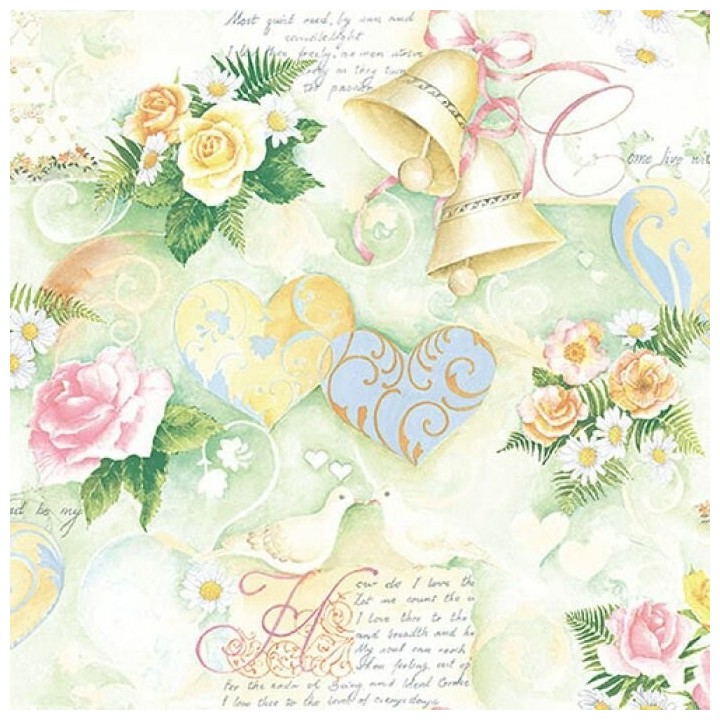 1 Pack Paper Lunch Napkins - Wedding Bells Green - Ambiente