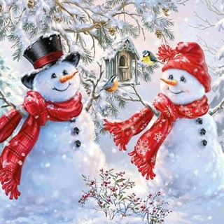 Ambiente - Paper Lunch Napkins - Snowmen And Birds