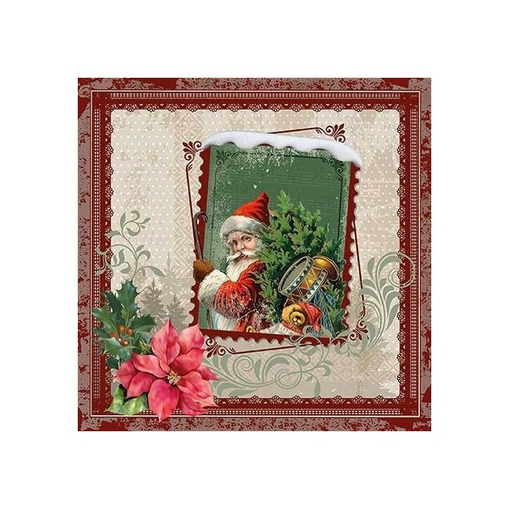 1 Pack Paper Lunch Napkins - Santa Stamp - Ambiente