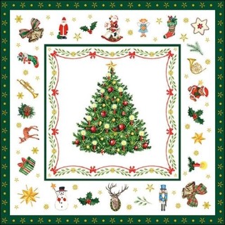 1 Pakje papieren lunch servetten - Christmas Evergreen White - Ambiente
