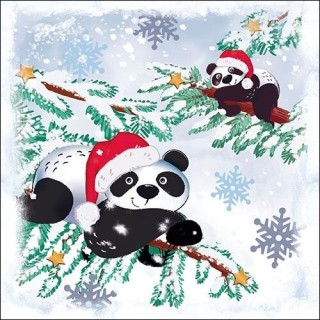 1 Pack Paper Lunch Napkins - Pandas In Snow - Ambiente