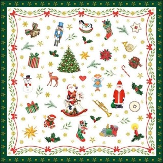 1 Pack Paper Lunch Napkins - Ornaments All Over Green - Ambiente