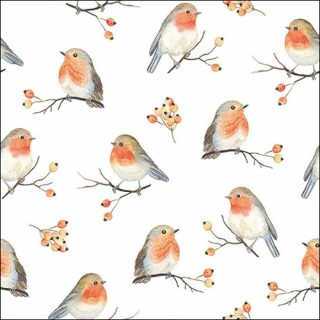 1 Pakje papieren lunch servetten - Robin Family / Roodborstjes - Ambiente