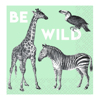 1 Pakje papieren lunch servetten - Zimo Mint / Giraf - Zebra - Stewo