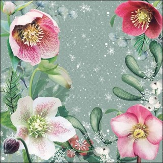 20 Paper Lunch Napkins - Helleborus Orientalis Green - 1 pack - Ambiente