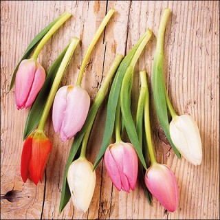 1 Pakje papieren lunch servetten - Tulips On Wood - Ambiente