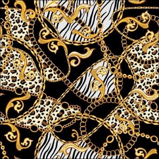 1 Pakje papieren lunch servetten - Golden Pattern Black - Ambiente