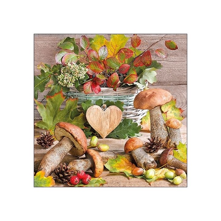 1 Pakje papieren lunch servetten - Wooden Heart - Ambiente - Herfstservetten