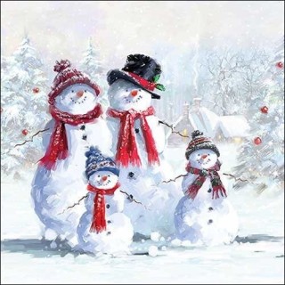 1 Pack Paper Lunch Napkins - Snowmen With Hat - Ambiente