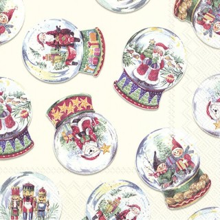 1 Pakje papieren lunch servetten - Schneekugel Cream - IHR