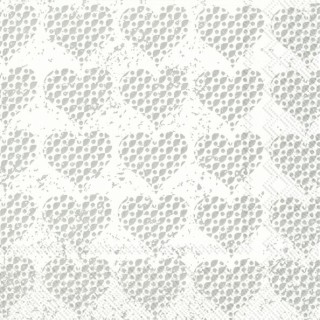 Paper Lunch Napkins - Fancy hearts silver - IHR