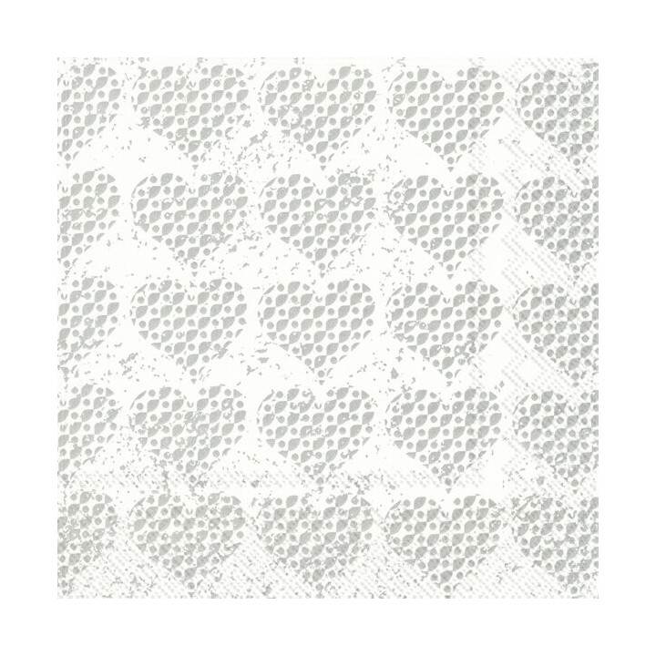 Paper Lunch Napkins - Fancy hearts silver - IHR