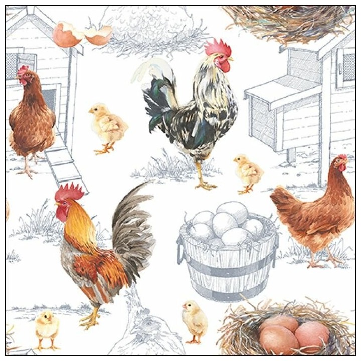 1 Pakje papieren lunch servetten - Chicken Farm - Ambiente