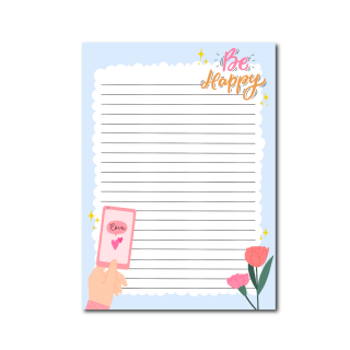 A5 Notepad - Stationery - Flowers - Blue - Double Sided