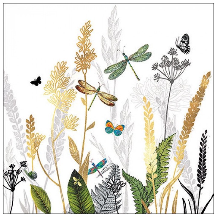 Paper lunch napkins - Ornamental flowers white - Ambiente