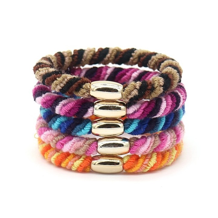 Hair Tie - Brown, Purple, Blue, Pink and Orange