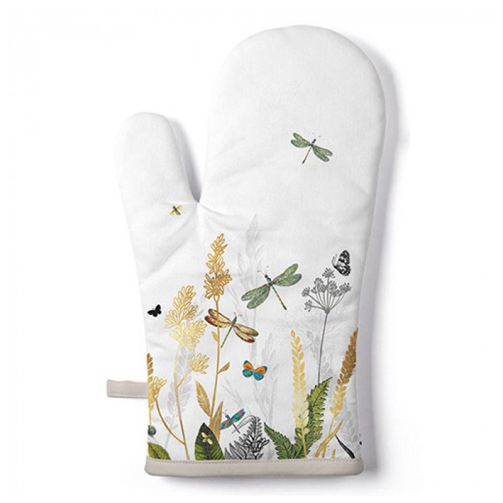 Oven Mitt - Ornamental flowers white - Ambiente
