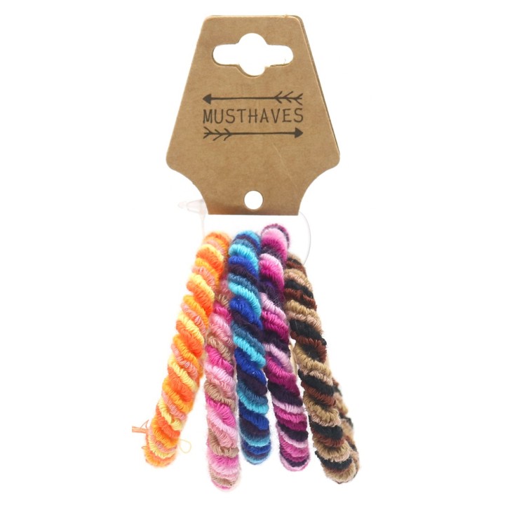 Hair Tie - Brown, Purple, Blue, Pink and Orange