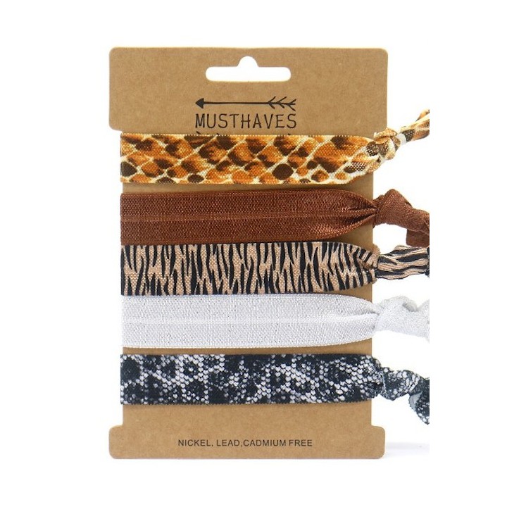 Ibiza Hair Tie - Bracelet - Leopard - Snake - Zebra - 5 Hair Ties