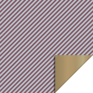 Wrapping Paper-Duo Stripe Blue/Beet Red-Gold-70cm wide|Geschenkenlaantje