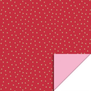 Wrapping Paper - Small Hearts Cherry Red Gold Foil - Blush Pink - 70cm wide