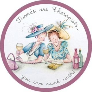 Ronde onderzetter - Friends are Therapists -  Berni Parker