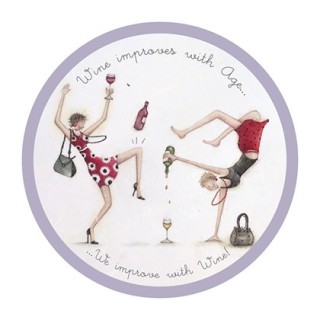 Ronde onderzetter - Wine improves with Age -  Berni Parker