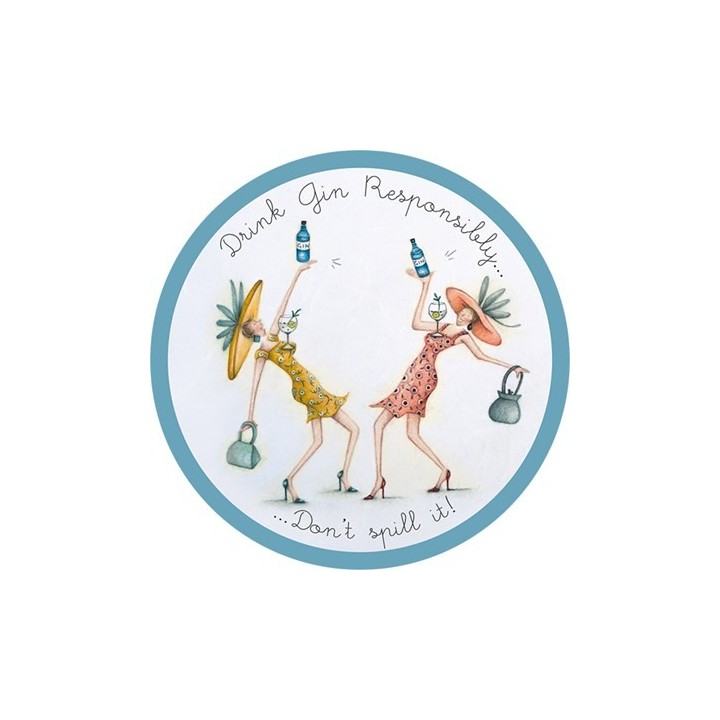 Ronde onderzetter - Drink Gin Responsibly -  Berni Parker