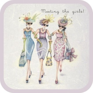 Vierkante onderzetter - Meeting the Girls -  Berni Parker