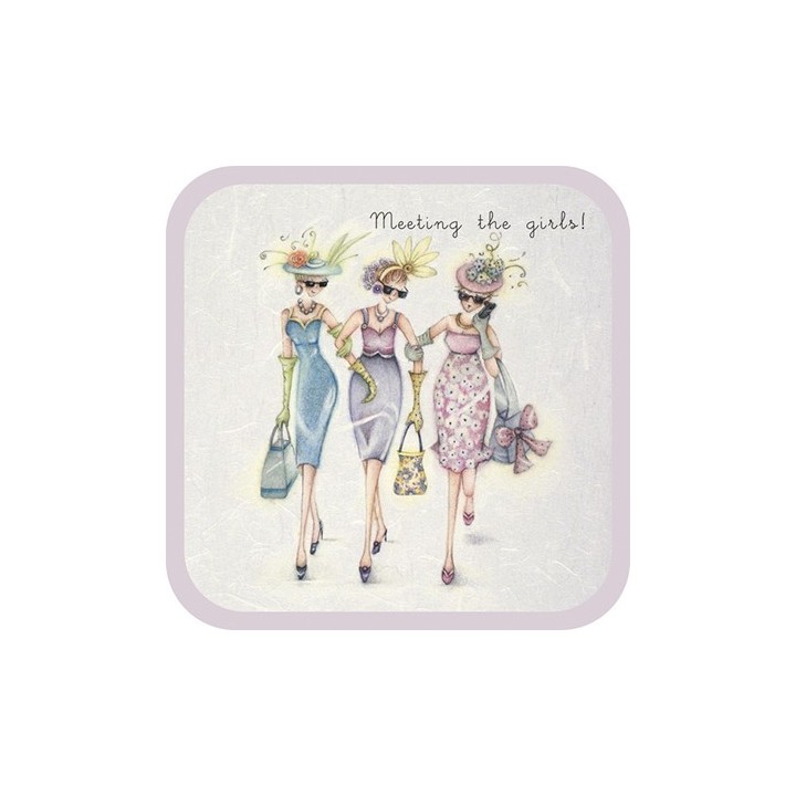 Vierkante onderzetter - Meeting the Girls -  Berni Parker