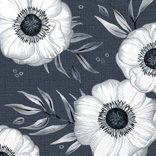 Paper Lunch Napkins - Holly flower blue - IHR