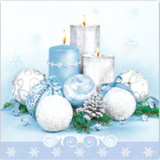 papieren lunch servetten - Xmas blue & silver composition - Daisy - Kerst - Kaarsen