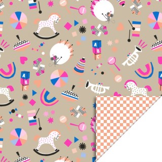 Wrapping paper - Toy Story - Check Peach - 30cm wide - Birth - Childeren birthday