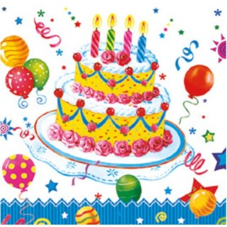 1 Pakje papieren lunch servetten - Birthday cake - Verjaardagstaart - Daisy