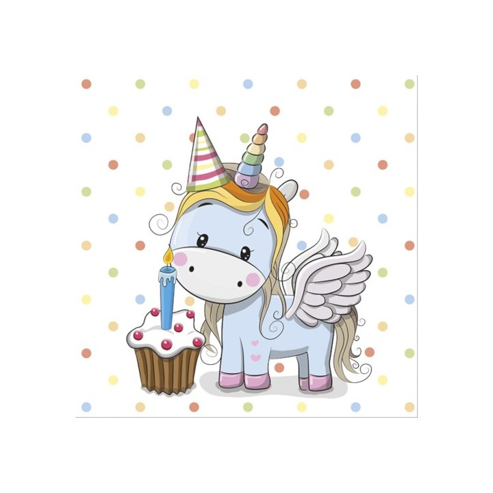 paper lunch napkins - Sweet Unicorn with Pastel Dots - Children's Birthday - Daisy - Animals - Unicorn - Cake - Cupcake
