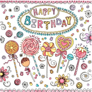 1 Pakje papieren lunch servetten - Happy birthday - Daisy - Verjaardag